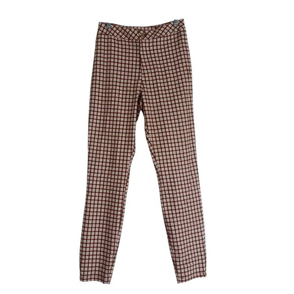 NWT PS/LA Pants Womens S Brown Plaid High Rise Straight Leg Retro 70s Preppy - Picture 1 of 5
